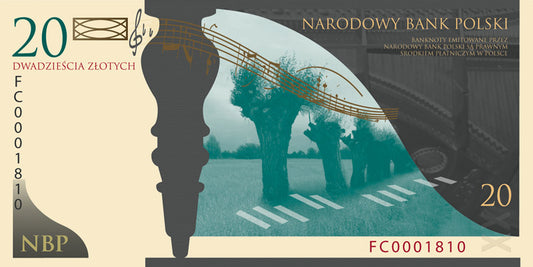 20 zł, Banknot kolekcjonerski - 200. rocznica urodzin Fryderyka Chopina (1810-1849), 2010