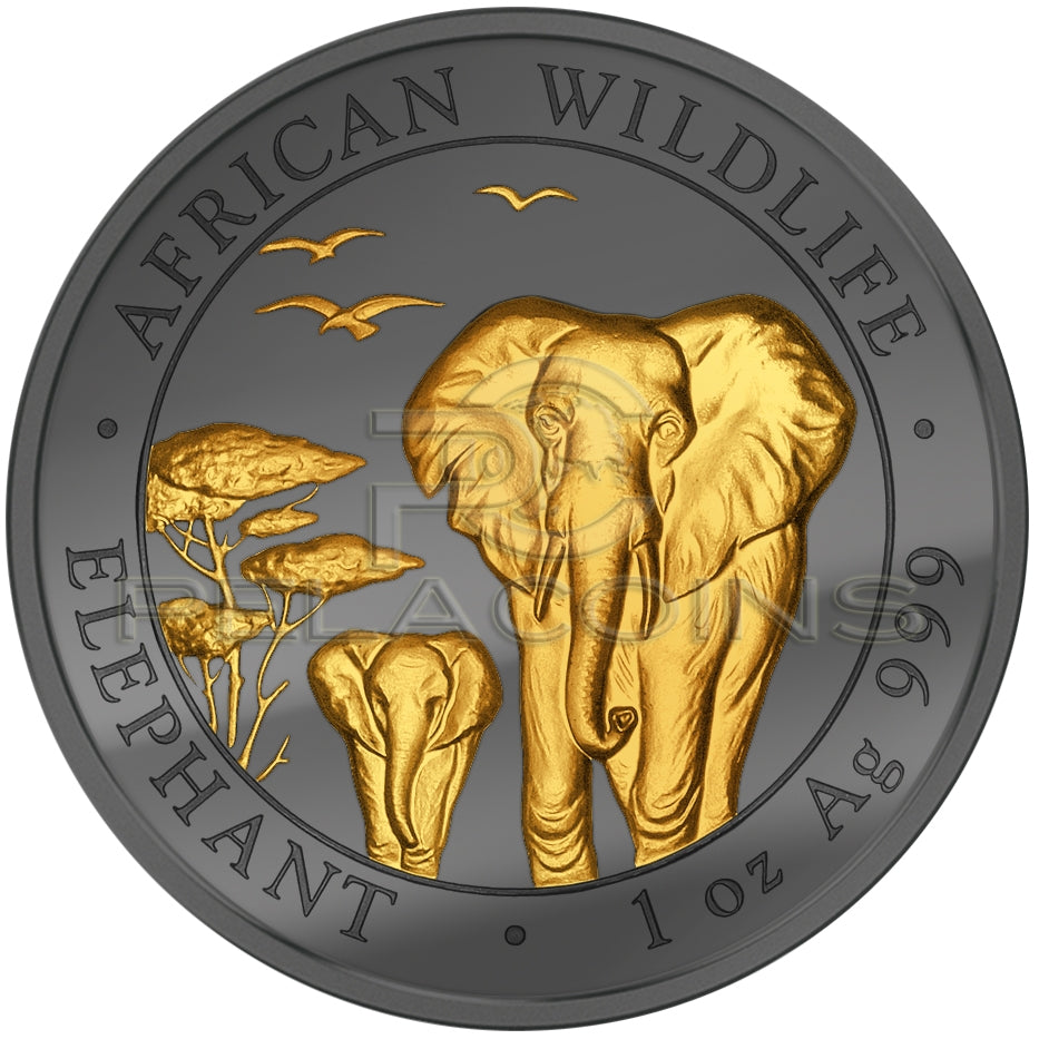 Somalia 2015 100 Shillings Black Elephant - Golden Enigma 1oz