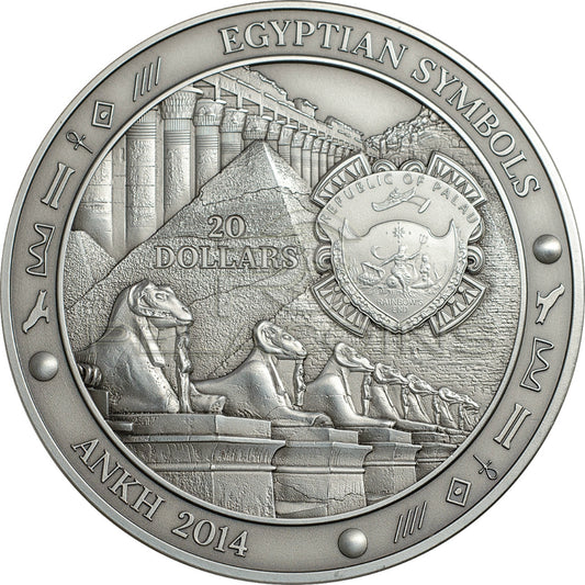 Palau 2014 20$ Egyptian Symbols - Ankh 3oz