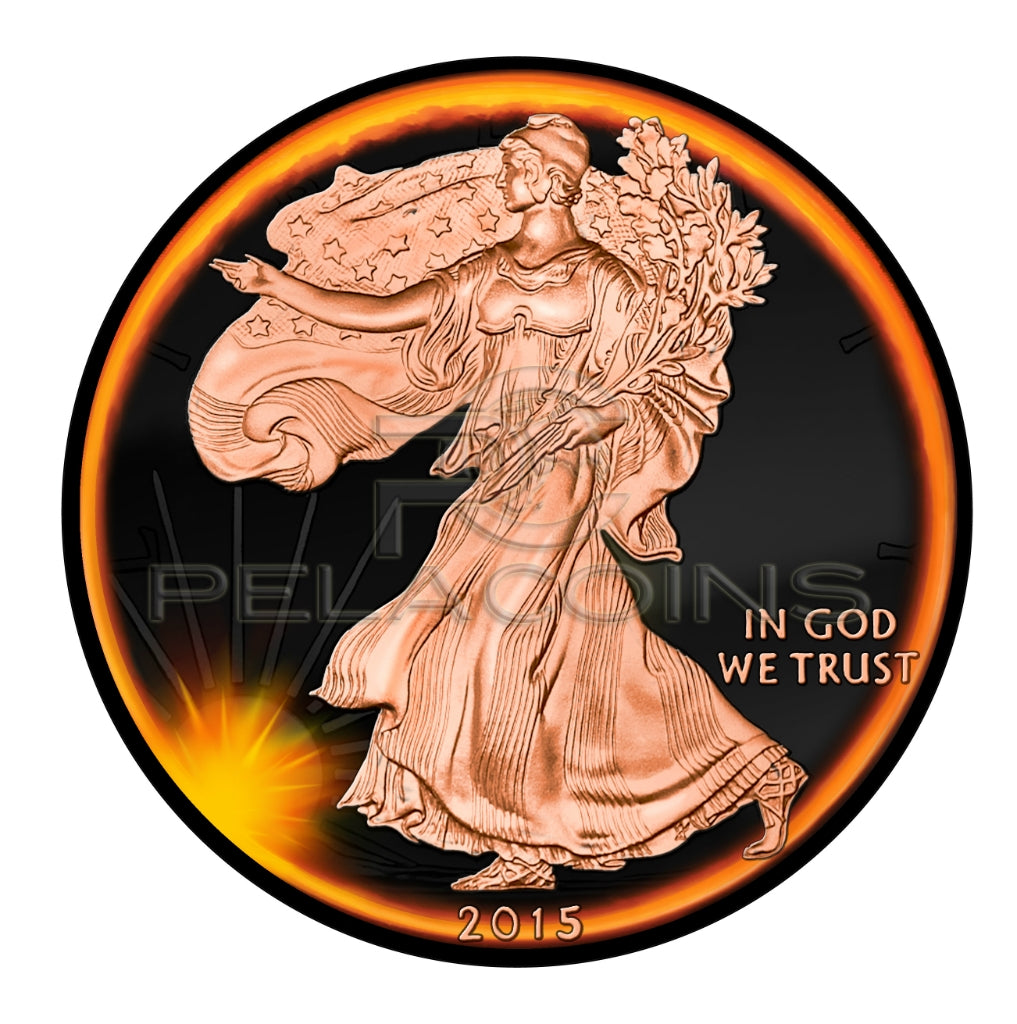 USA 2015 1 Dollar American Eagle Liberty - Eclipse of the Sun 1oz Black Ruthenium - Rose Gold Plated