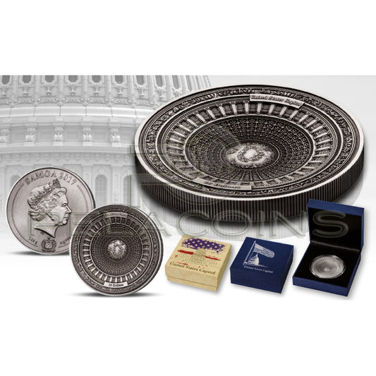 Samoa 2017 10$ US CAPITOL WASHINGTON series 4 LAYER MINTING 100 g Ultra High Relief Concave shape