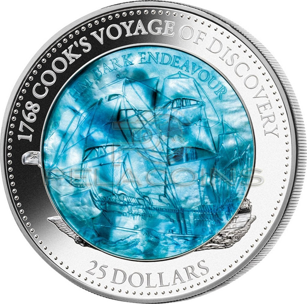 Salomon Islands 2018 25$ HM BARK ENDEAVOUR 250th Anniversary - Mother of Pearl 5oz