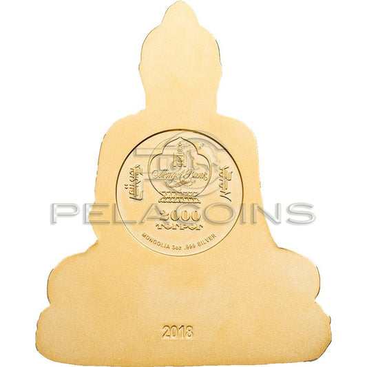 Mongolia 2018 2000 Togrog SHAKYAMUNI BUDDHA Shaped 3oz