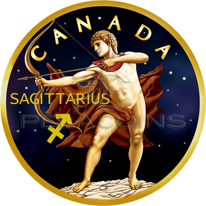 Canada 2018 5$ Maple Leaf Zodiac - Sagittarius 1oz gilded