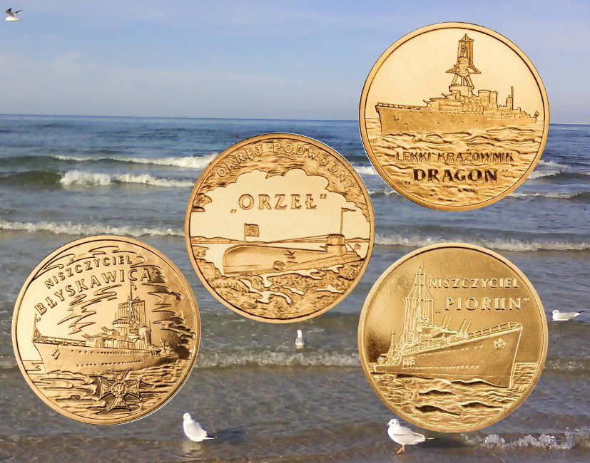 Kolekcja Polskie okręty - 8 monet Nordic Gold
