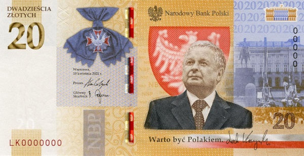 20 zł, banknot Lech Kaczyński. Warto być Polakiem, 2021