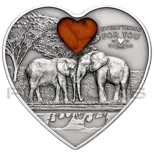 Palau 2013 5$ Everything for You - Elephant Heart Coin with Amber