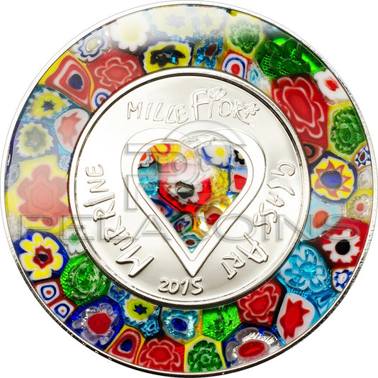 Cook Islands 2015 5$ Murrine Millefiori Glass Art