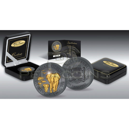 Somalia 2015 100 Shillings Black Elephant - Golden Enigma 1oz
