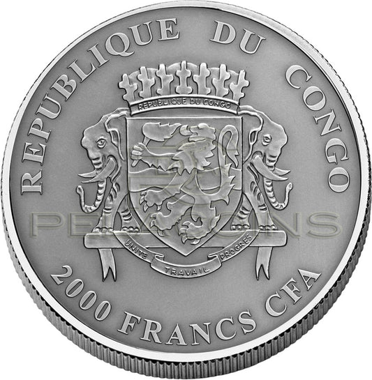 Congo 2015 2000 Francs CFA Natures Eyes Lemur 2oz