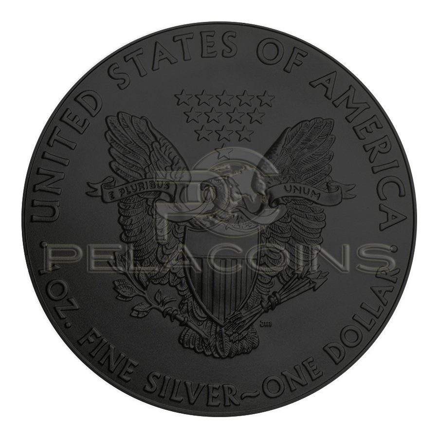 USA 2014 1$ Burning American Eagle Walking Liberty 1oz Black Ruthenium - Gold Plated