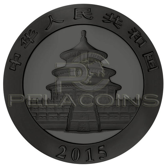 China 2015 10 Yuan Burning Panda 1oz Black Ruthenium - Gold Plated