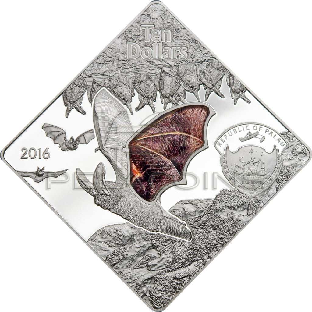 Palau 2015 10$ Animals in glass - The Bat