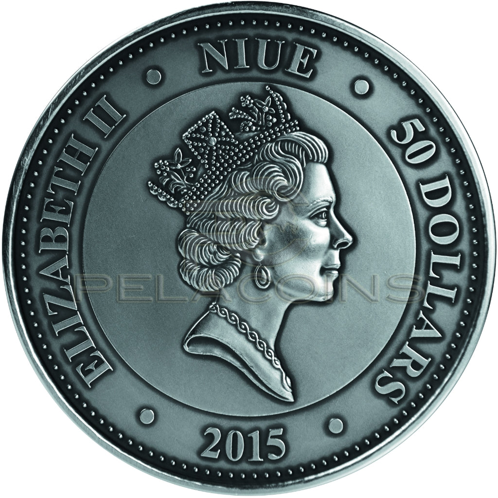 Niue Island 2016 50$ Mars Martian Meteorite NWA 6963 1 KG Silver