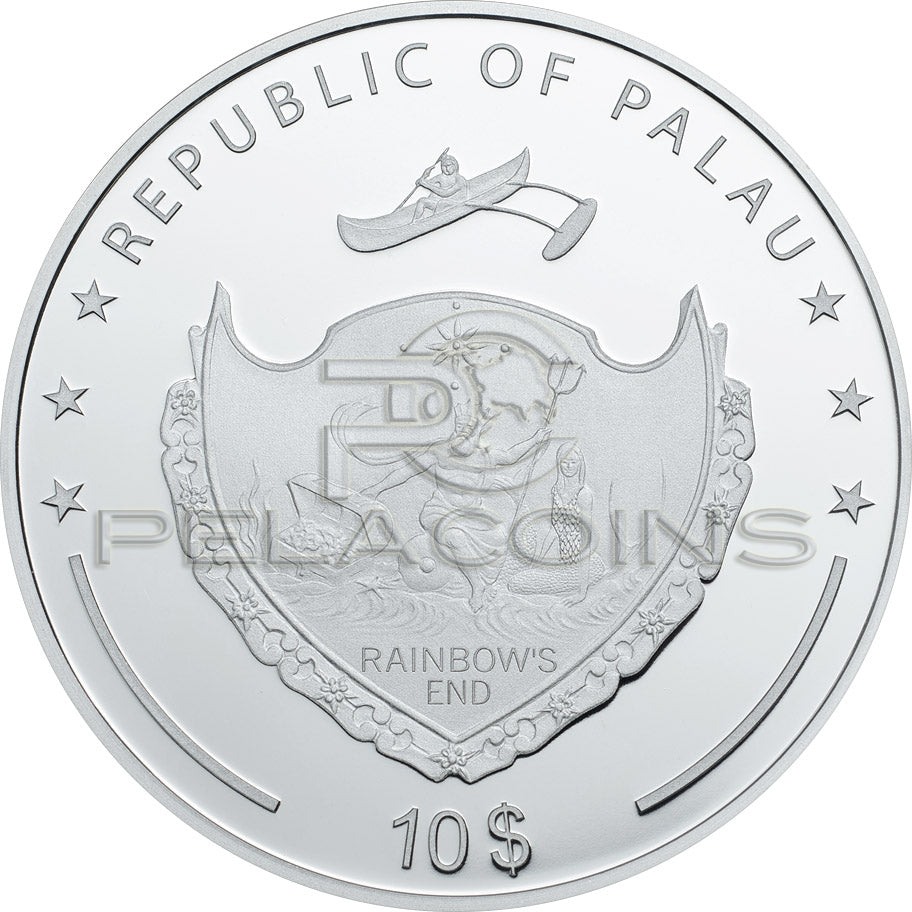 Palau 2016 10$ The Hand of Fatima - Hamsa Amulet Talisman Khamsa Swarovski 2oz