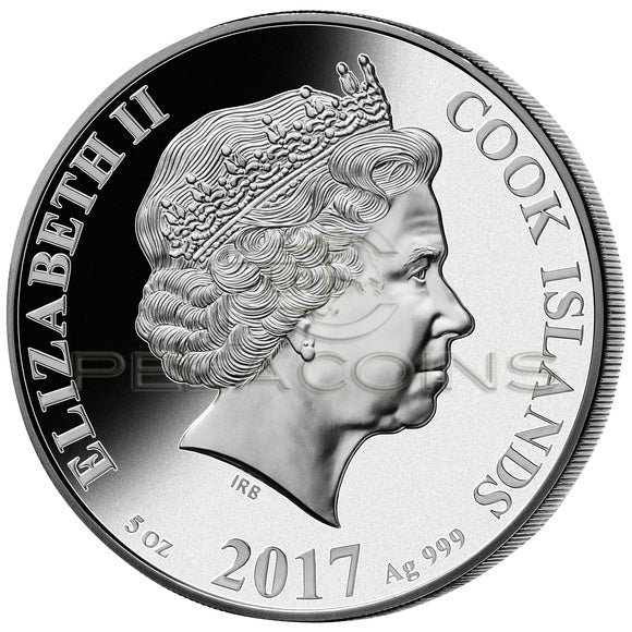 Cook Islands 2017 25$ Mother of Pearl - Lunar Year of the Rooster 5oz / Rok Koguta