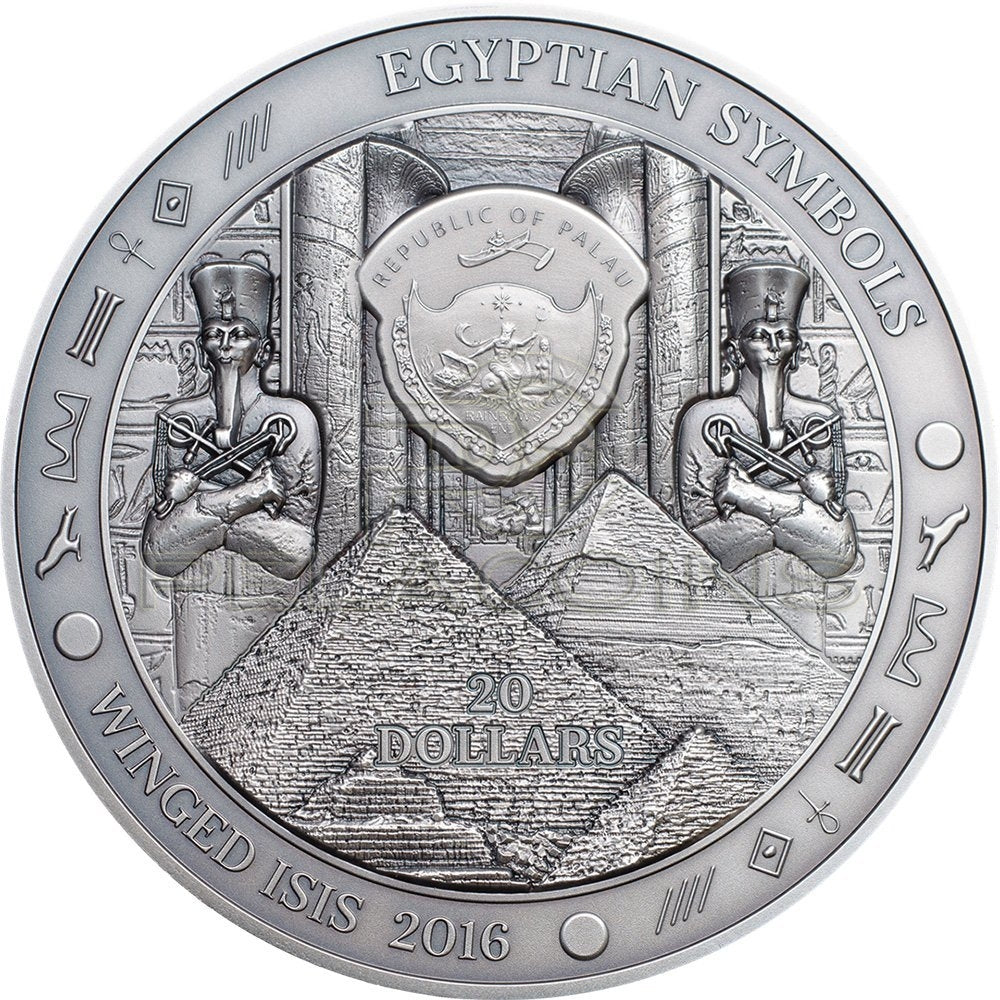 Palau 2016 20$ Winged ISIS -  Egyptian Symbols 3oz