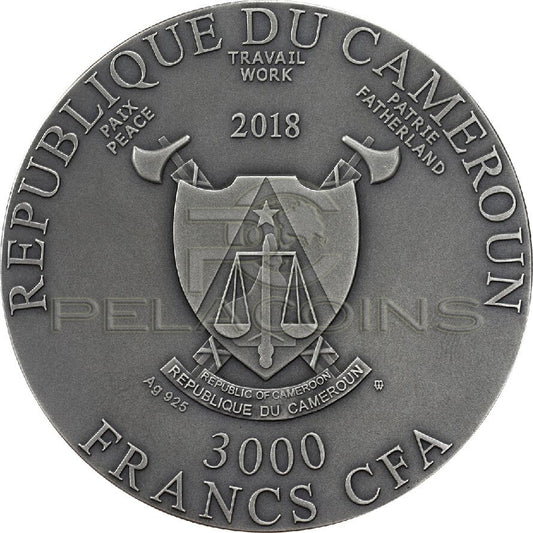 Cameroon 2018 3000 Francs Year of the Dog Chinese Lunar Calendar 3oz