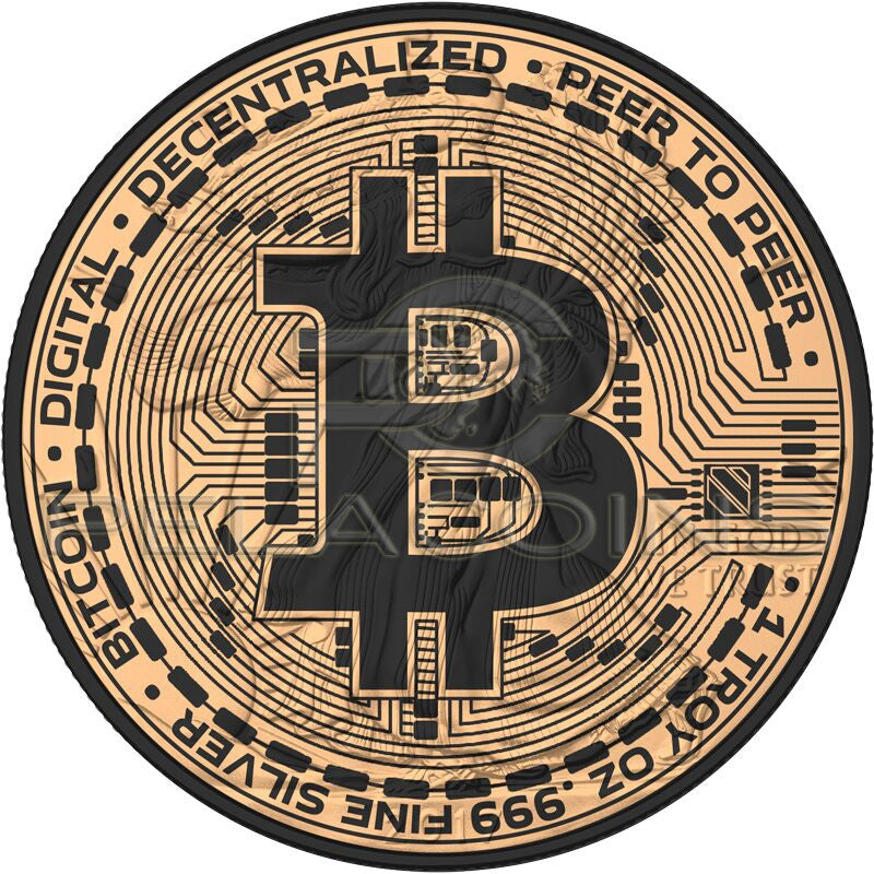 USA 2017 1$ Liberty Eagle Bitcoin Wires II Ruthenium and Gold plated 1oz