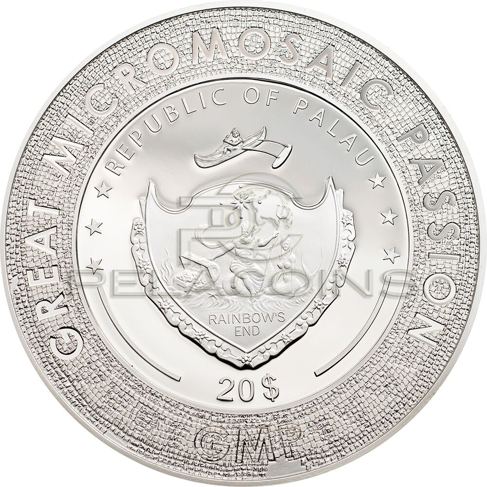 Palau 2018 20$ MONA LISA Monna Leonardo Da Vinci Great Micromosaic Passion 3oz