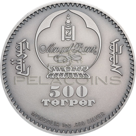 Mongolia 2019 500 Togrog MONGOLIAN GOBI BEAR Wildlife Protection 1oz