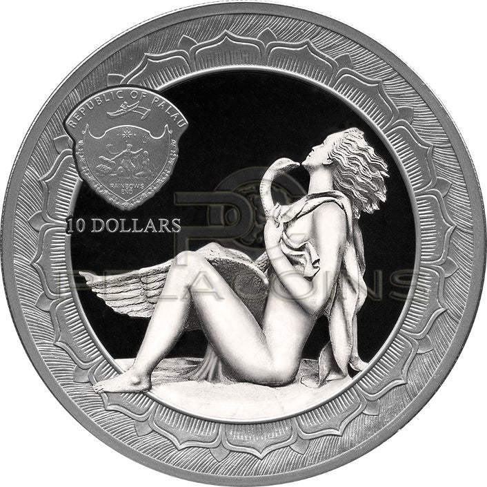 Palau 2019 10$ Leda and Swan 2oz