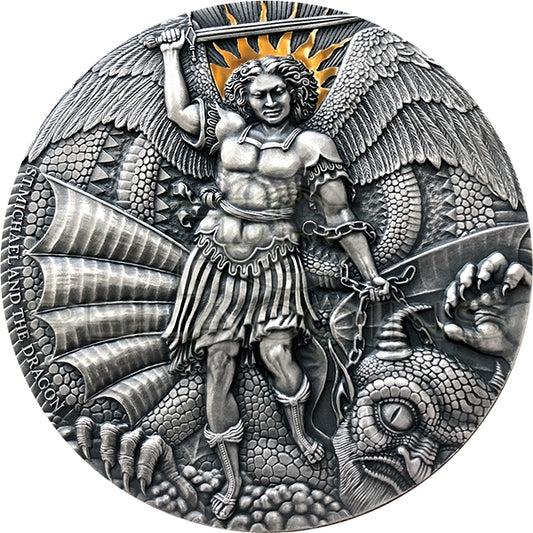 Cameroon 2020 3000 Francs ST MICHAEL AND THE DRAGON Apocalypse 3oz Silver Coin