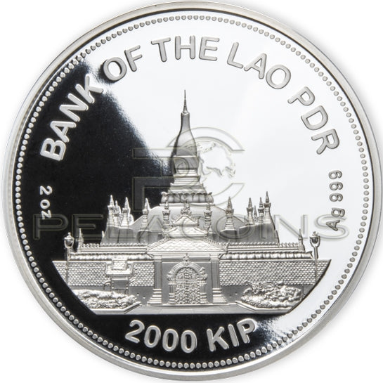 Laos 2022 2000 Kip Year of the Tiger Jade 2oz