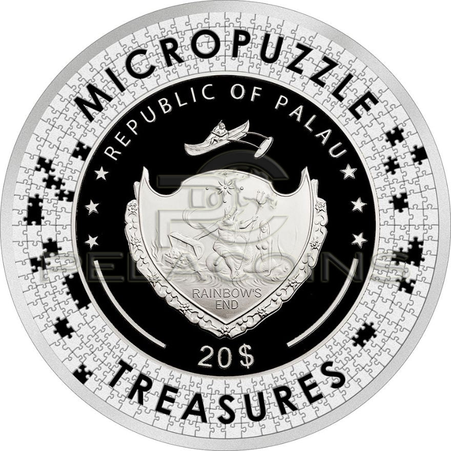Palau 2021 20$ REVERIE By Mucha Micropuzzle Treasures 3oz