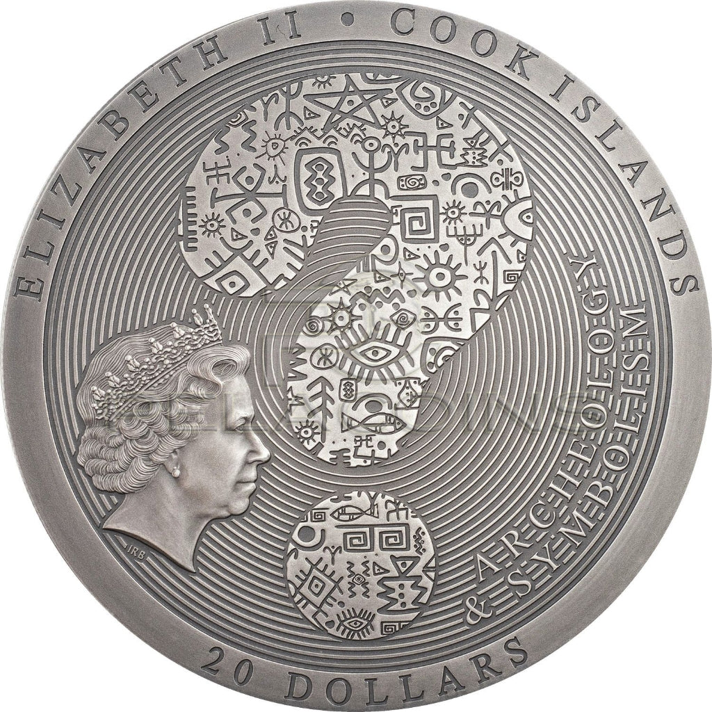 Cook Island 2021 20$ Aztec Coyolxauhqui Stone Antiqued – Archeology & Symbolism 3oz