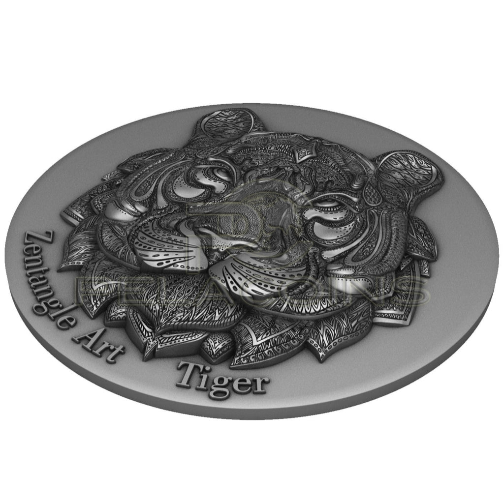 Niue Island 2021 5$ TIGER Zentangle Art 2oz