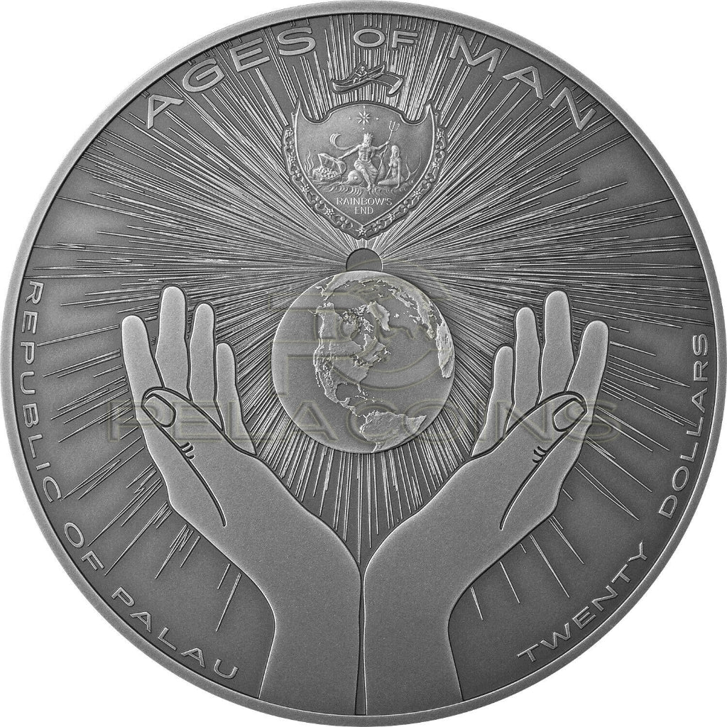 Palau 2021 20$ Ages of Man - Aztec Five Suns 3oz