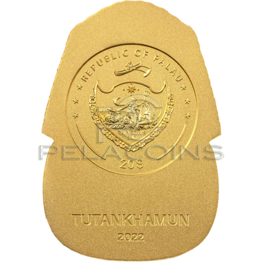 Palau 2022 20$ Tutankhamun’s Mask 100th Ann. Edition – Egyptian Art 3D Gilded 3oz