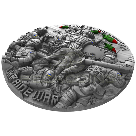 Cameroon 2023 2000 Francs Ukraine War - Snake Island Incident 2oz Silver Coin