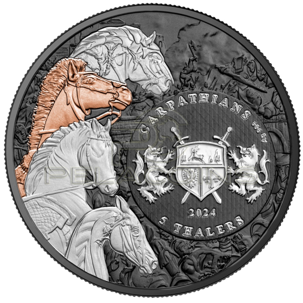 Carpathians 2024 5 Thalers Four Horsemen of Apocalypse - Red Horse Ennobling 1oz