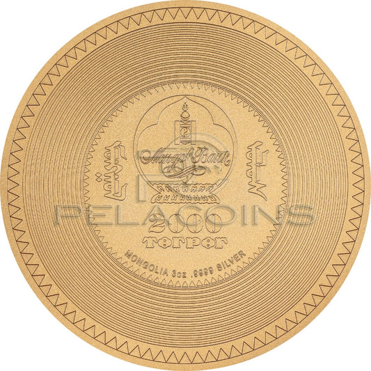 Mongolia 2024 2000 Togrog MANJUSHRI MANDALA Archeology Symbolism gilding 3oz