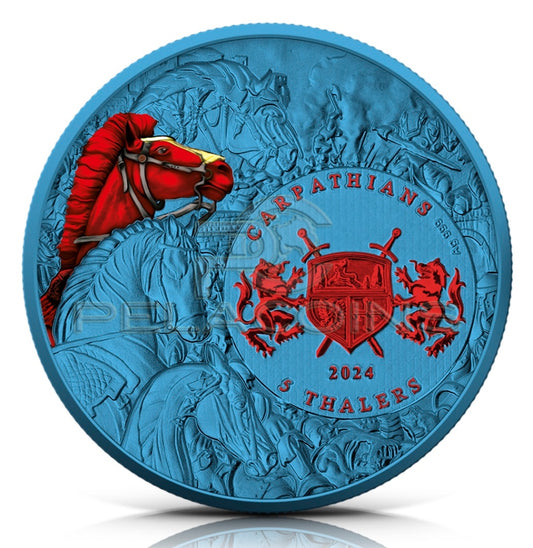 Carpathians 2024 5 Thalers Four Horsemen of Apocalypse - Red Horse Space Colored 1oz