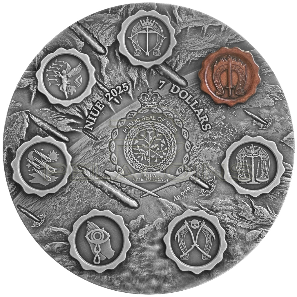 Niue 2025 7 Dollars Seven Seals of the Apocalypse - Red Horse 3oz