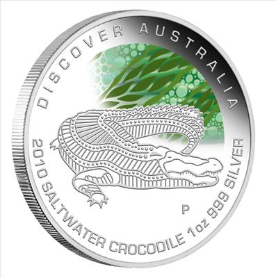 1 dolar, Odkryj Australię - Dreaming - Saltwater Crocodile - srebro (1 oz), 2010