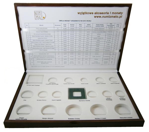 Kaseta rocznikowa na srebrne monety kolecjonerskie NBP - rocznik 2013
