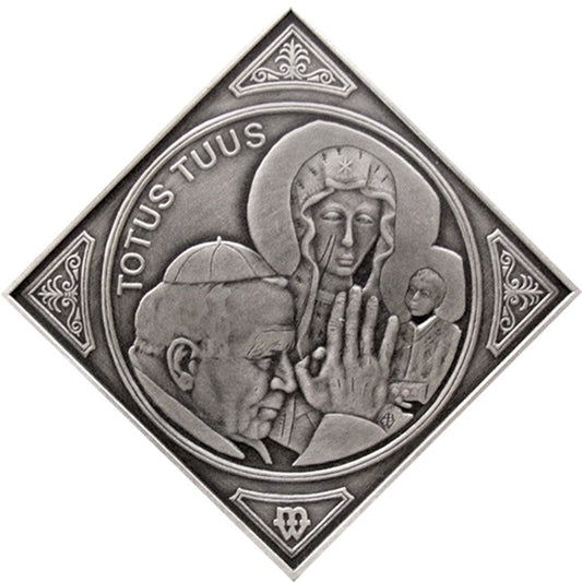 Klipa kanonizacyjna - medal srebrzony i oksydowany