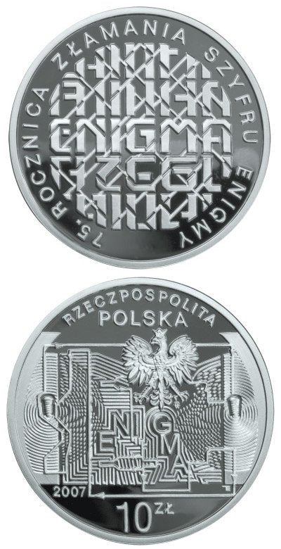 10 zł, 75. rocznica złamania szyfru Enigmy, 2007