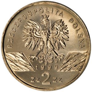 2 zł, Zwierzęta świata - Wilk (łac. Canis lupus), 1999